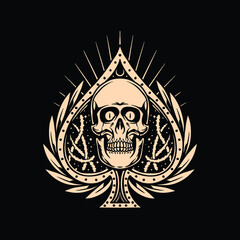 ace skull tattoo vector design