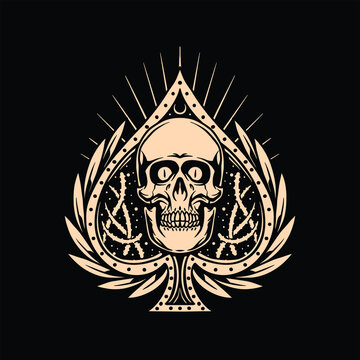 ace skull tattoo vector design