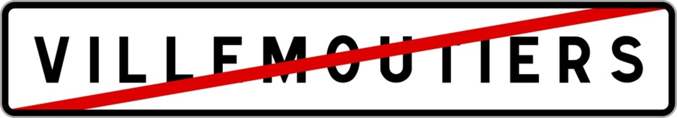 Fototapeta premium Panneau sortie ville agglomération Villemoutiers / Town exit sign Villemoutiers