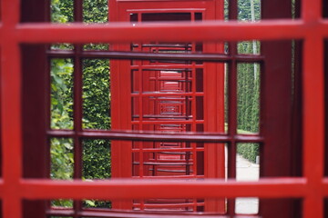 Fototapeta na wymiar red telephone boxes