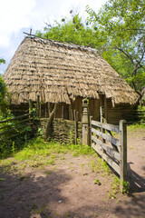 Fototapeta na wymiar Traditional Ukrainian barn of the 17-18th century in Cossack village (museum) Mamaeva Sloboda in Kyiv, Ukraine