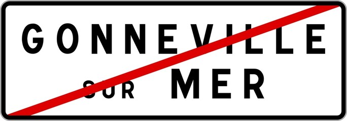 Panneau sortie ville agglom&eacute;ration Gonneville-sur-Mer / Town exit sign Gonneville-sur-Mer