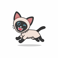 Vector cartoon character siamese cat running for design.
