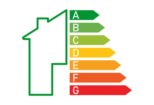 House energy scale. Ecology concept. Vector illustration. stock image.