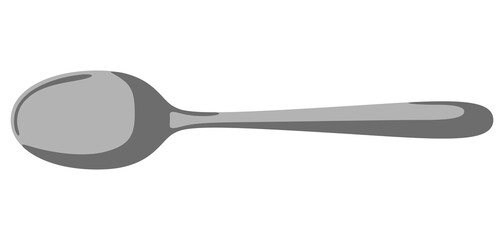 Illustration of steel spoon. Kitchen and restaurant utensil.