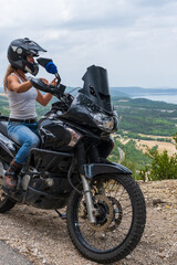Fototapeta na wymiar Motorcyclist traveller around the world