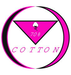 cotton vector art illustration sign symbol in pink circular shape business stamp isolated on white background