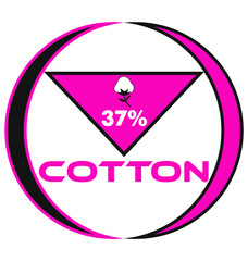 cotton vector art illustration sign symbol in pink circular shape business stamp isolated on white background