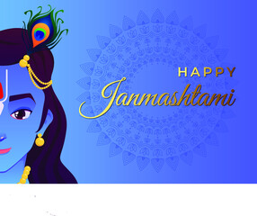 Happy Janmashtami Lord Krishna birthday festival background design 