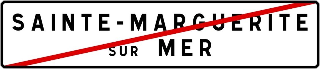 Panneau sortie ville agglomération Sainte-Marguerite-sur-Mer / Town exit sign Sainte-Marguerite-sur-Mer