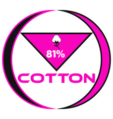 cotton vector art illustration sign symbol in pink circular shape business stamp isolated on white background
