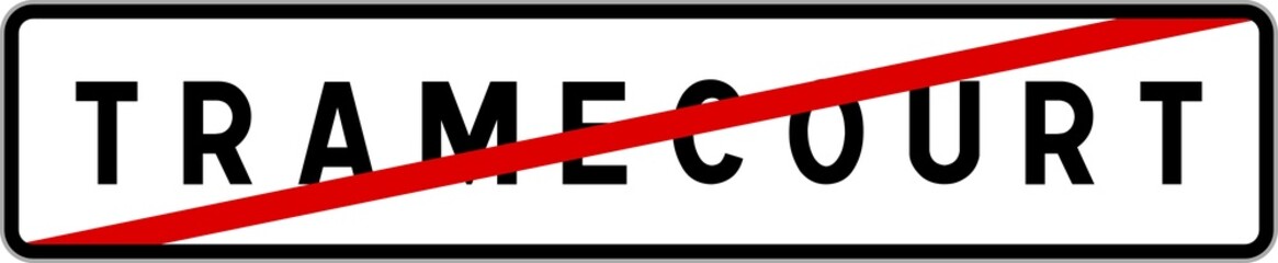 Obraz premium Panneau sortie ville agglomération Tramecourt / Town exit sign Tramecourt