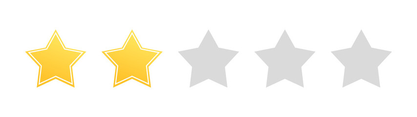 two yellow stars rating. Vector illustration. stock image.