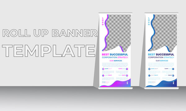 Professional Roll up stand banner template design, vertical, background, pull up design, modern Banner, rectangle