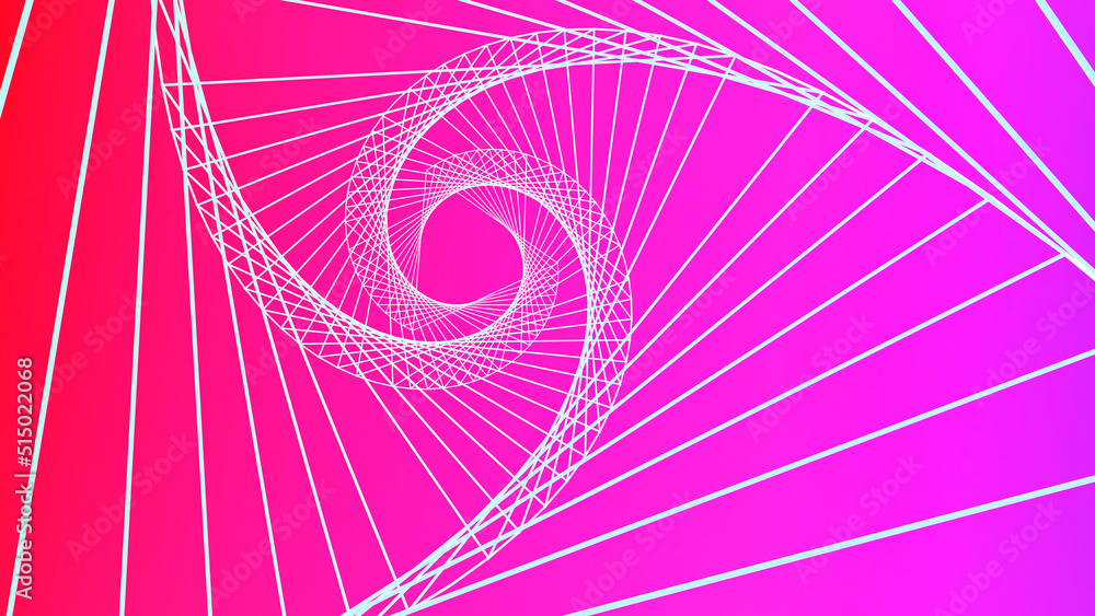 Poster abstract image of white swirl triangle lines on a red-purple background.,abstract line movement,3d r