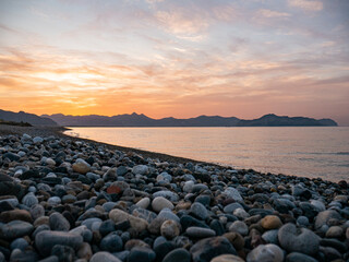 Sunset coastline, beach