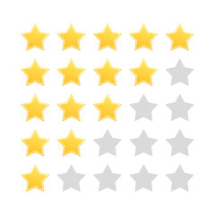 Flat yellow stars score. Flat button with yellow stars score. Vector illustration. stock image.