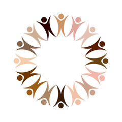 Multicultural people in a circle simple icon vector. Abstract multiracial group of people graphic design element isolated on a white background