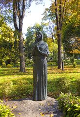 Monument to the famous acter Maria Zankovetskaya in Mariinskyi Park in Kyiv, Ukraine