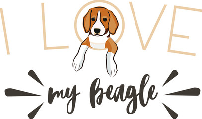T-shirt graphic design, typography slogan I love my beagle, vector illustration for t-shirt. - obrazy, fototapety, plakaty