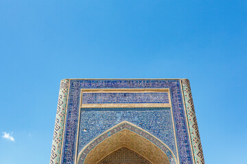 Facade of an old madrasah in Bukhara, Uzbekistan, Central Asia