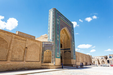 Facade of an old madrasah in Bukhara, Uzbekistan, Central Asia