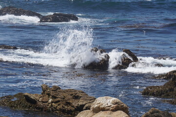 Fototapeta premium waves breaking on rocks