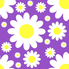 Fototapeta na wymiar Illustration seamless daisy flower pattern in minimalist style. Design and print for printing on children's clothing, dresses, shirts, skirts, napkins, tablecloths, bedding.