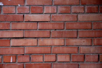 The texture of the red brick wall. Brickwork