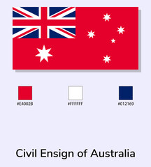 Fototapeta na wymiar Vector Illustration of Civil Ensign of Australia flag isolated on light blue background. Illustration Civil Ensign of Australia flag with Color Codes. As close as possible to the original.