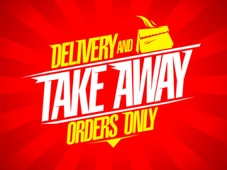Food delivery and take away vector web banner