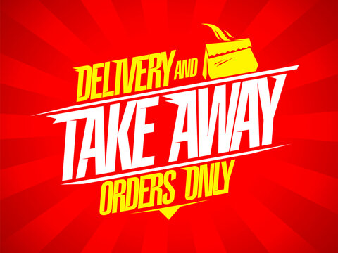 Food delivery and take away vector web banner