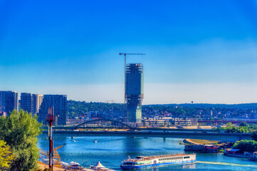 Fototapeta premium Belgrade tower under construction in Belgrade, Serbia.
