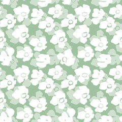 Seamless floral pattern based on traditional folk art ornaments. Colorful flowers on color background. Scandinavian style. Sweden nordic style. Vector illustration. Simple minimalistic pattern