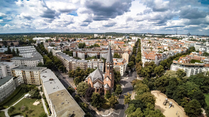 Hochmeisterkirche - Berlin Halsensee Luftbild - Dohnenaufnahme - Drohne &uuml;ber Berlin