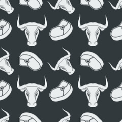 Butcher shop's seamless repeat pattern background. Vector illustration	