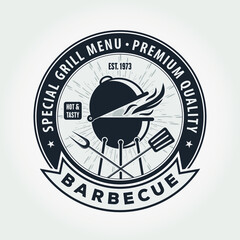 Barbecue logo design with bbq grill. Vector illustration	