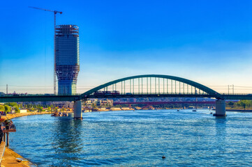 Fototapeta premium Belgrade tower under construction in Belgrade, Serbia.