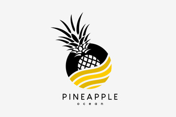 Pineapple logo design with a creative concept combined with ocean