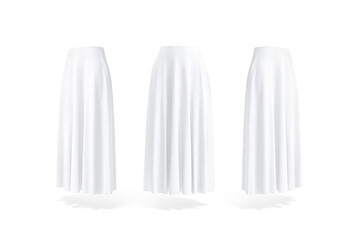 Blank white women maxi skirt mockup, front and side view