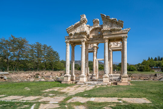 Tetrapylon Gate in Aphrodisias ancient city, Aydin, Turkey.