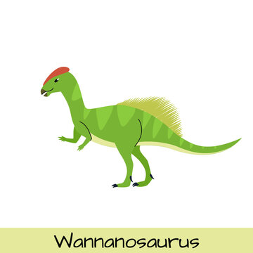 Wannanosaurus dinosaur vector illustration isolated on white background.