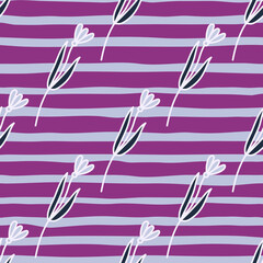 Hand drawn flower seamless pattern. Simple cute floral wallpaper.