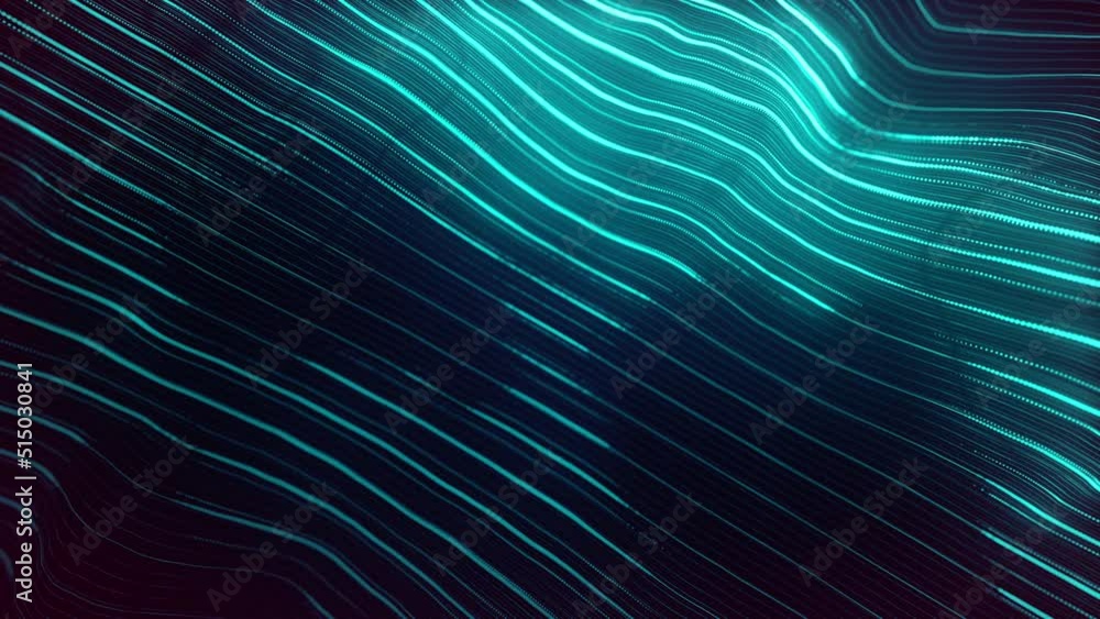 Poster abstract digital waving neon lines fx background loop/ 4k animation of an abstract background with d