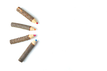 wax crayons on white background