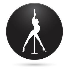 stripper icon, black circle button, vector illustration.
