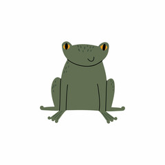 frog hand drawn in flat style. baby illustration