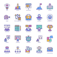 Business Training icon pack for your website design, logo, app, UI. Business Training icon filled color design. Vector graphics illustration and editable stroke.