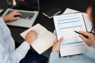 Business Professional Chartered Accountant Woman working with computer and calculator Sales Invoice...