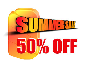 Summer 50 percent off. Summer discounts for shopping. Up to 50% off with transparent backgeound